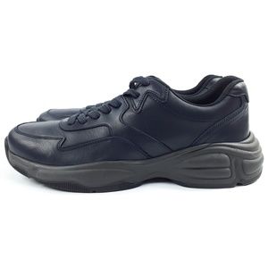 Zara Mens 9 Shoes Navy Blue Leather Sneakers  EU 42 Lace Up CoolMax Lined Casual